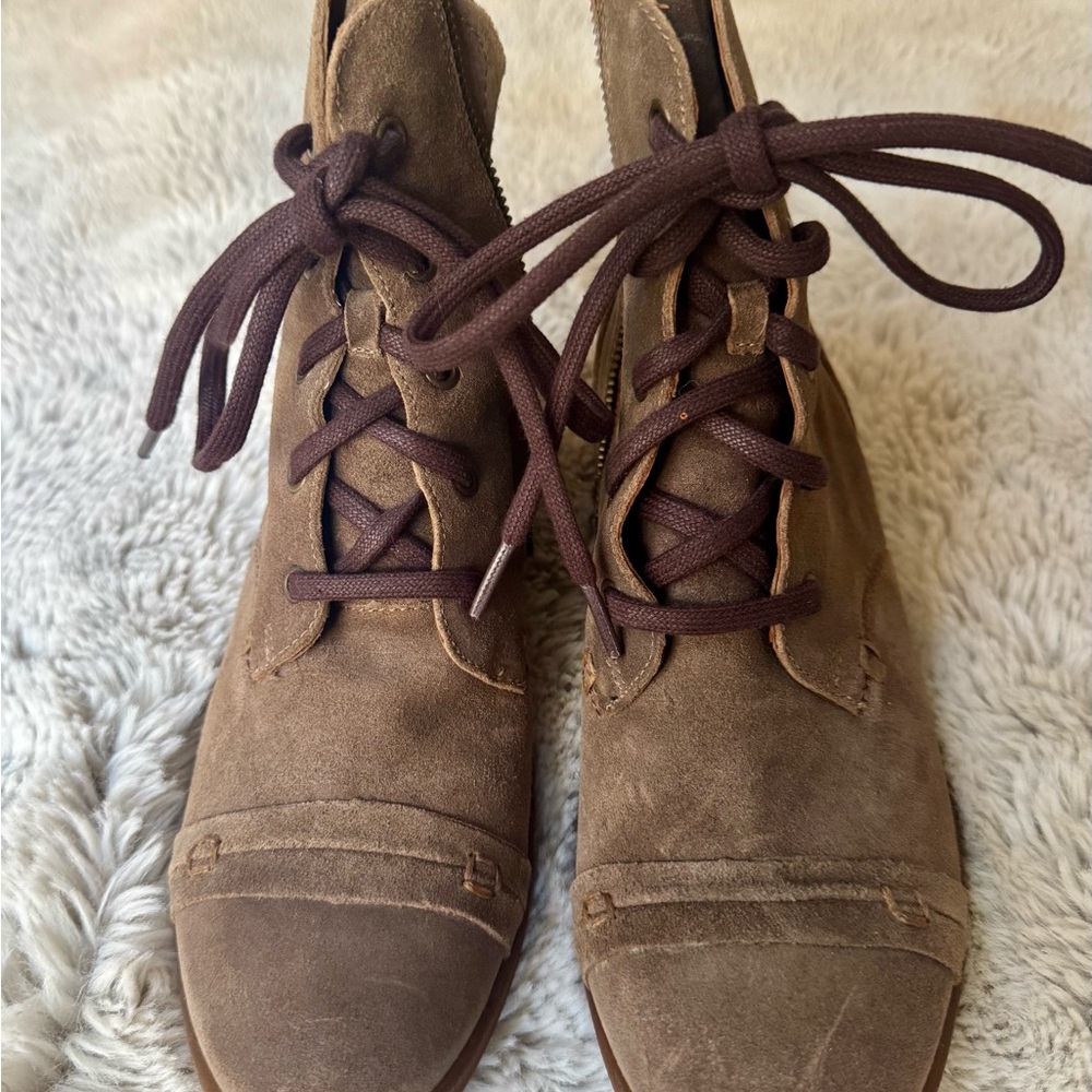 Born Tan Suede Lace-Up Boots